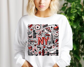 Dibujo PNG del horizonte de Nueva York: Diseño de sublimación de camiseta para viaje a Nueva York (descarga digital)