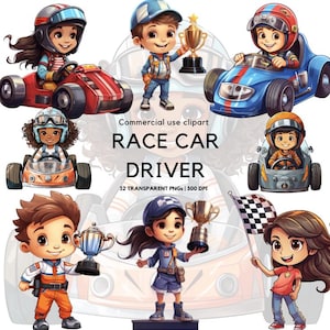 Clipart autocoureur | Sportwagen | Verjaardag raceauto | Formule 1 | Muurkunst kinderkamer | Leuke vintage auto | Grand Prix | Verjaardag jongen