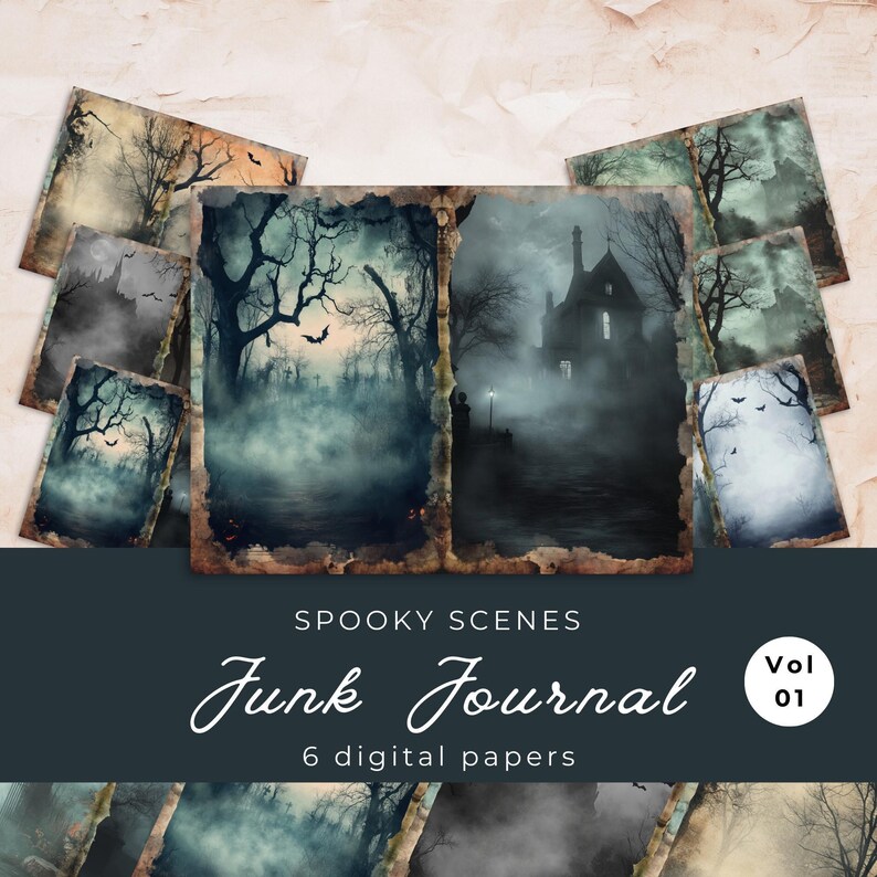 Spooky Scenes Junk Journal Pages: Gothic Halloween Ephemera (digital ...