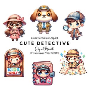 Cute Detective Clipart | Secret Agent & Mystery PNG | Private Investigator | Sherlock | Childrens clipart | Detective Graphics