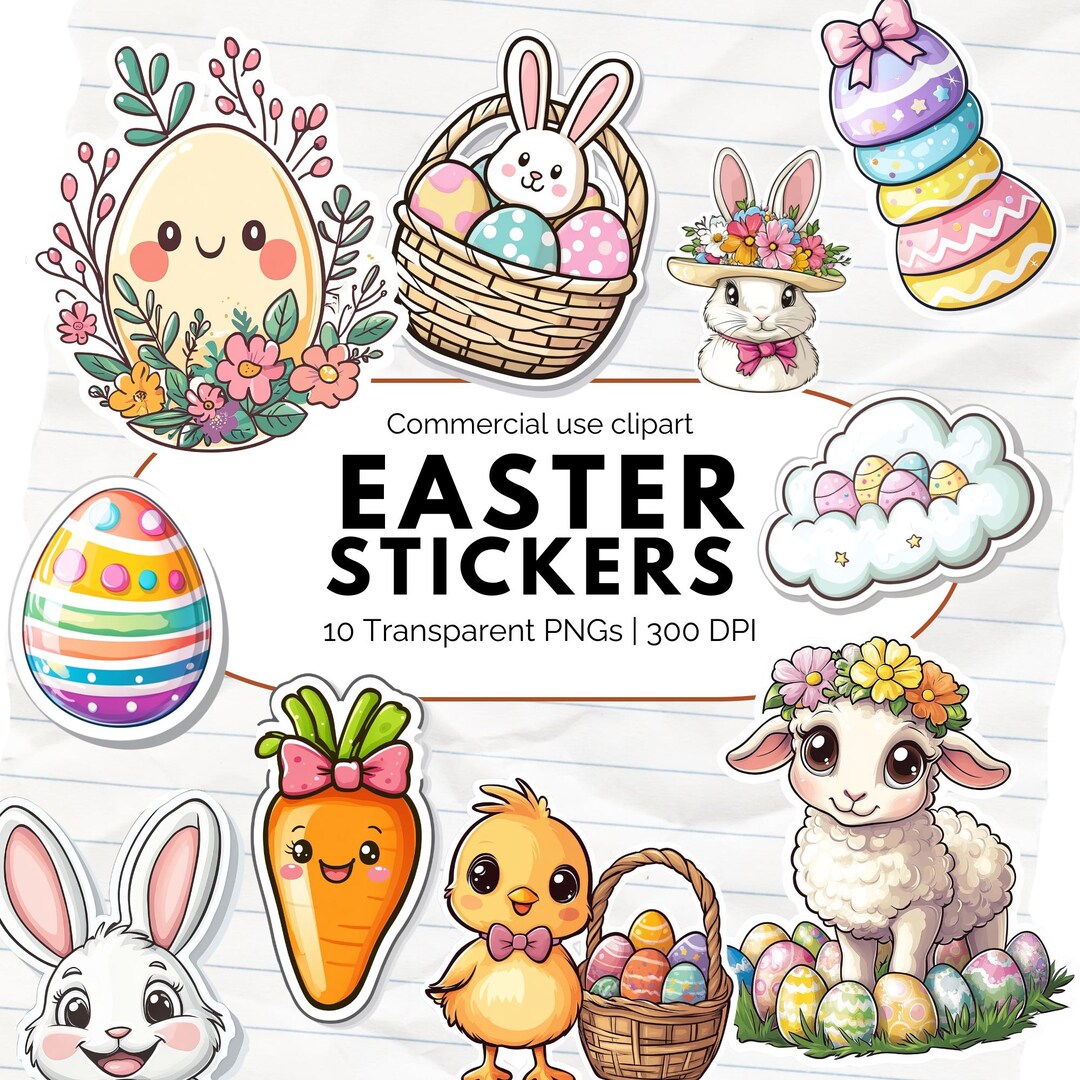 Easter Planner Stickers Printable – Sticker Kit With Bunny & Eggs ...
