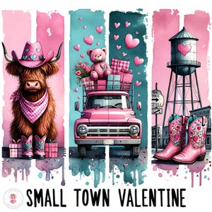 San Valentín de pueblo pequeño PNG / San Valentín de pueblo pequeño PNG / Diseño de San Valentín de estilo country y western / Hola vaquero / Día de San Valentín retro / Diseño de sublimación