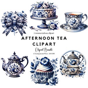 Watercolor Afternoon Tea Clipart: Chinoiserie Tea Party PNG (Digital Download)