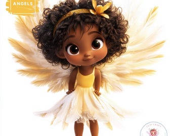 Clipart de Ángel Negro Excéntrico: Chica Extravagante Sublimación (JPEG 300 DPI)