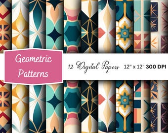 Geometric Pattern Digital Papers: Seamless Designs (Digital Download)
