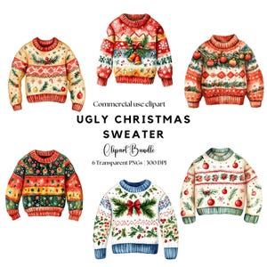 Clipart maglione brutto di Natale / Maglione brutto PNG / Maglione brutto di Natale / Maglione festivo PNG / Maglione di Natale / Grafica natalizia
