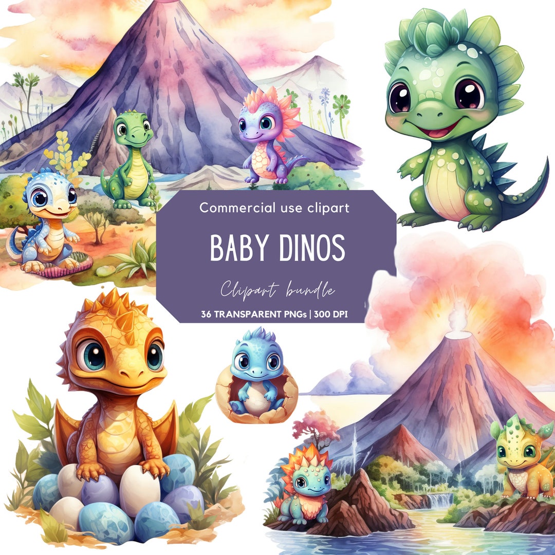 Cute Baby Dino Clipart | Dinosaur Baby Shower | Nursery Art | Dinosaur ...