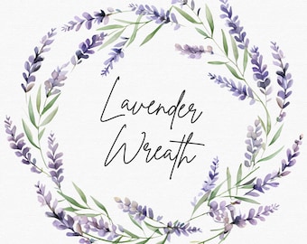 Watercolor Lavender Wreath Clipart: Floral Wedding Invitation Design (Digital Download)