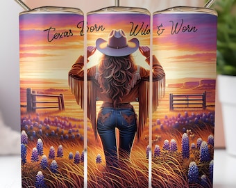 Texas Bluebonnet Tumbler Wrap: Western Sublimation Design (Digital Download)