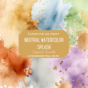 Clipart de respingos de aquarela neutros | Pinceladas | Respingos de tinta | Fundo abstrato | Texturas | Uso comercial | PNG transparente
