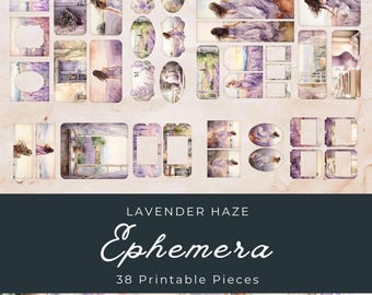 Lavender Haze Junk Journal Ephemera : Shabby Chic Floral (téléchargement numérique)