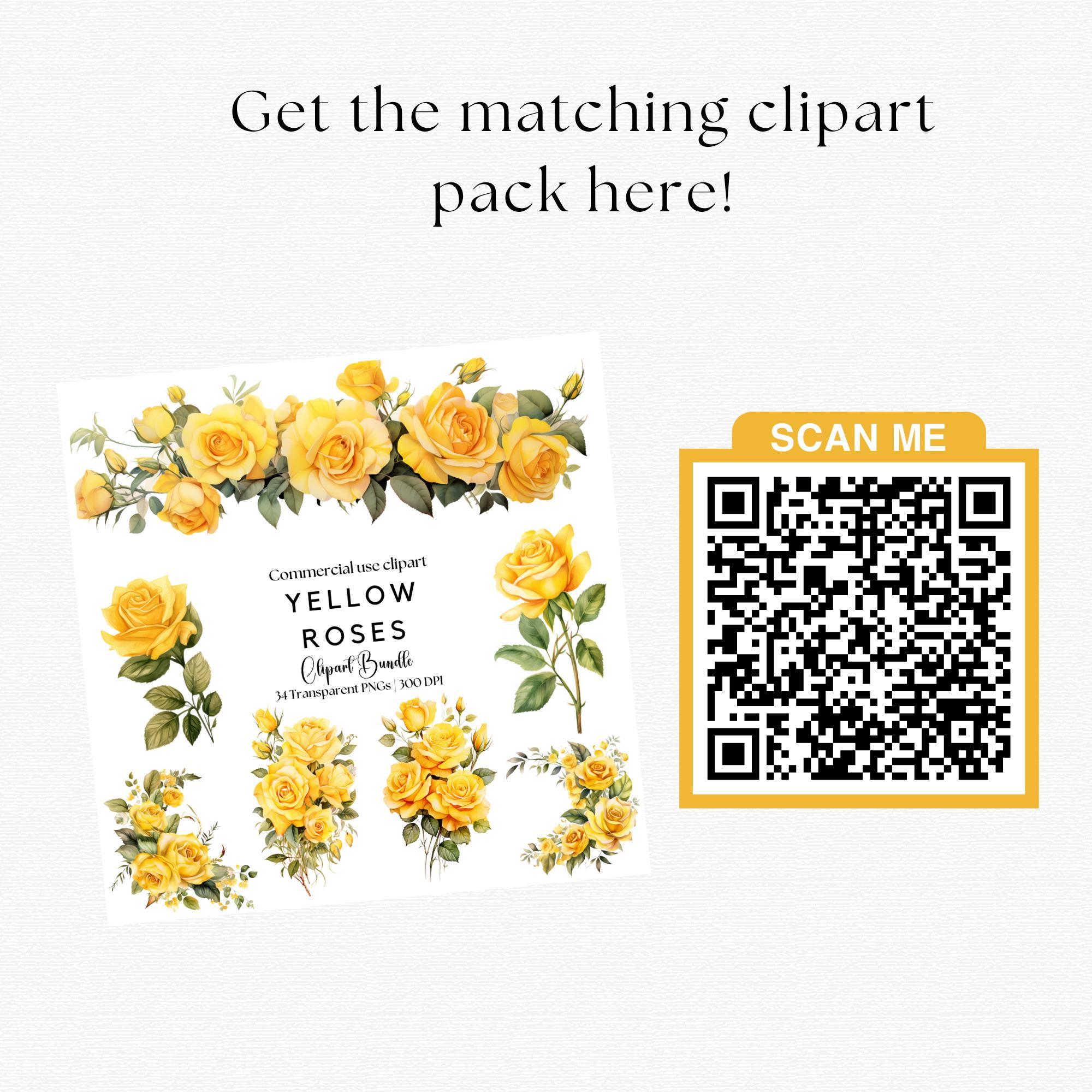 Yellow Roses Digital Watercolor Yellow Roses Digital Papers: Floral Wedding Invitation ...