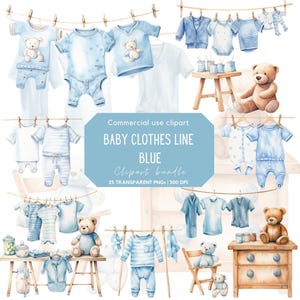 Ligne à linge pour bébé aquarelle - Bleu | Baby Shower | Nouveau-né | C'est un garçon | Baby shower bohème | Décoration murale pour chambre d'enfant | Décoration de chambre d'enfant
