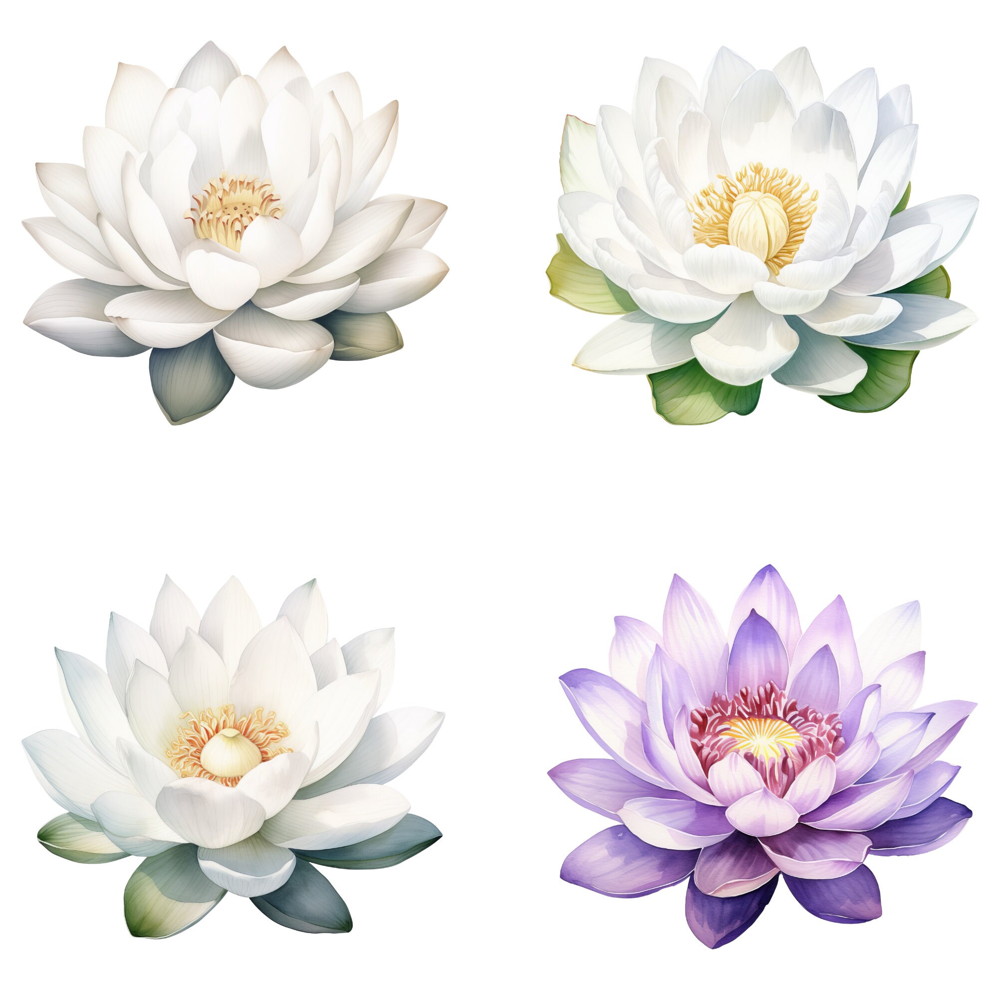 Watercolor Lotus Flower Clipart Water Lily Pink Flower Pink Lotus