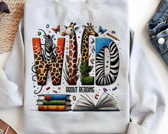 Wild About Reading PNG: Book Lover Sublimation Design (Digital Download)
