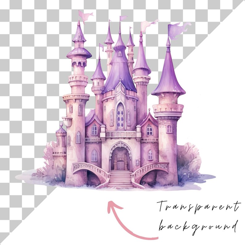 Magic Castle Clipart Bundle PNG, Watercolor Fantasy Princess Castles ...