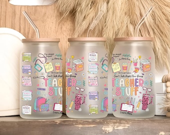 Teacher Appreciation 16oz Glass Can Wrap PNG: Back to School Sublimation Design (Digital Download)