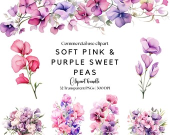 印刷可能な水彩画のスイートピー、水彩画のスイートピー、春のピンクの