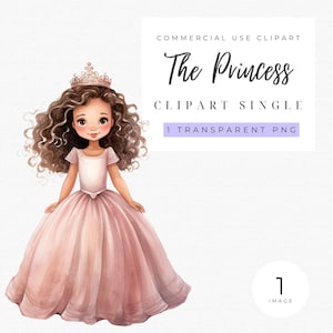 The Princess Clipart | Little Princess PNG | Fairytale princess | Pink Princess | Enchanted | Fantasy | Nursery decor | Birthday Invitation