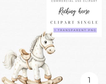 Clipart de caballo balancín vintage: Decoración infantil neutra (PNG)
