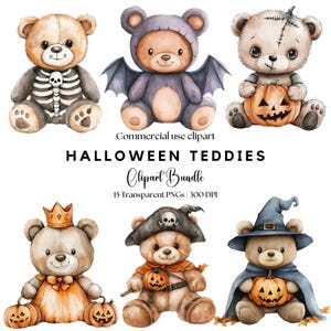 Halloween Teddy Bär Clipart | Gruselige Teddys | Witchy Teddys | Spukte Teddies | Krabbel-Teddies | Süßes oder Saures Teddy | Festlicher Teddybär