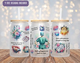 Surgical Nurse Glass Can Wrap: Medical Gift (UV DTF Sublimation)