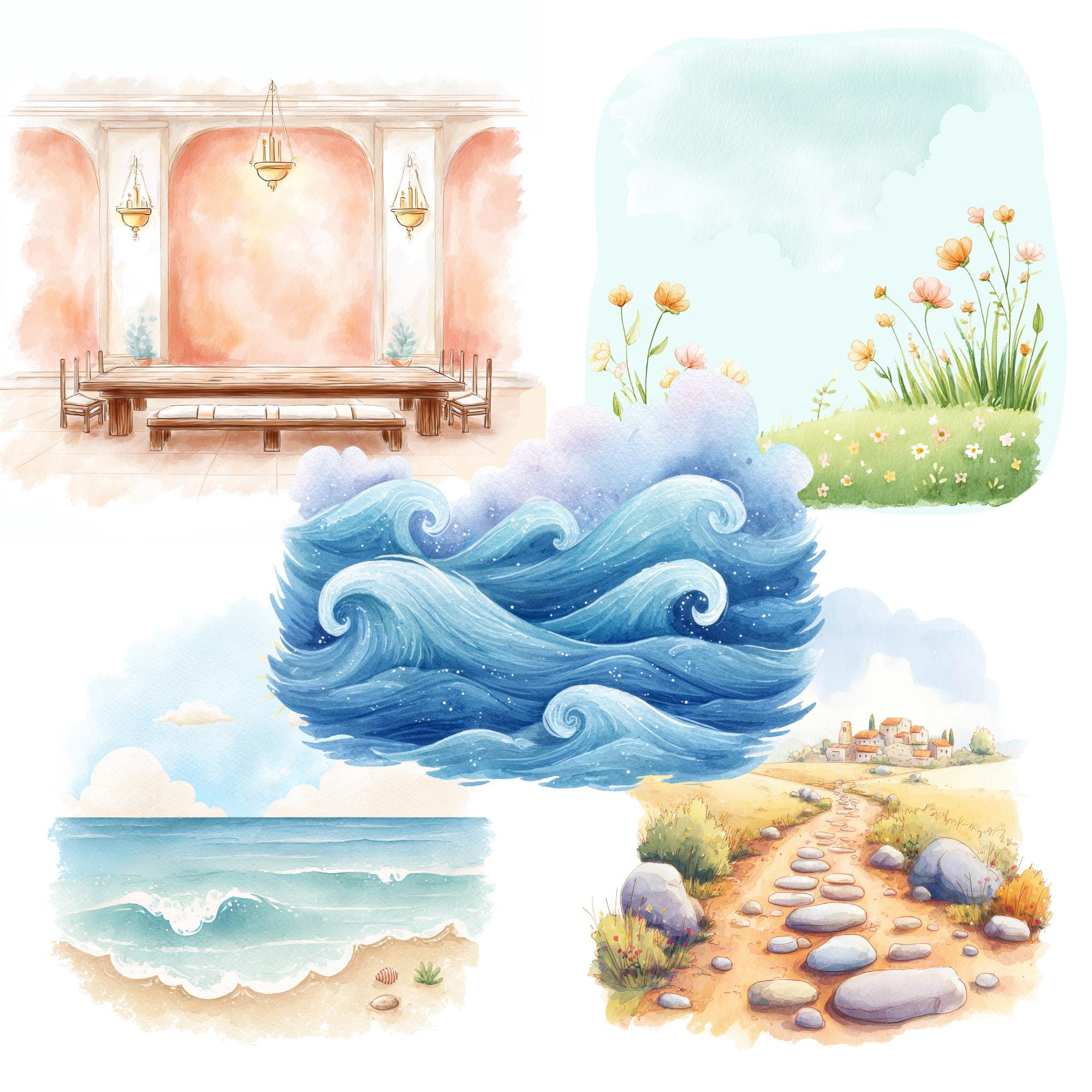 Jesus and the Apostles Clipart Watercolor Bible Story PNG Biblical ...