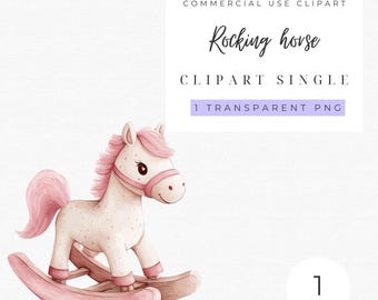 Clipart de caballo balancín vintage rosa: Decoración infantil (PNG)