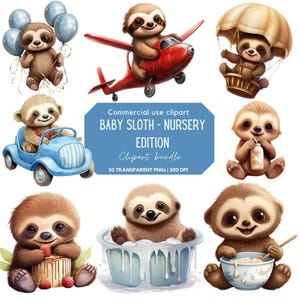 Watercolor Cute Baby Sloth - Nursery decor edition | Sloth illustration | Cute Animals Png | Baby Shower | Cute animal clipart