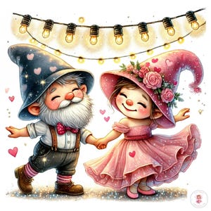 San Valentino Gnome Couples Clipart / 300 DPI Jpegs / Gnome Couple Png / Gnomo carino / San Valentino png / Design a sublimazione