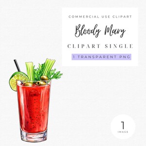 Aquarel Bloody Mary-clipart single | Bloody Mary-cocktail | Aquarelcocktail | Bloody Mary-png | Barcocktailmenu | Alcoholafbeeldingen