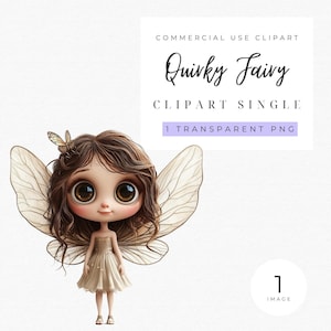 Quirky Fairy Clipart Single | Quirky Girl | Whimsical Fairy | Cartton Fairy | Fairytale | Fantasy | Nursery decor | Fairy Junk Journal