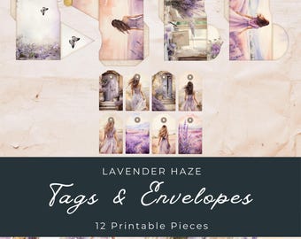 Kit de journal indésirable Lavender Haze : étiquettes florales et enveloppes (téléchargement numérique)