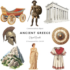 Clipart Grèce antique | Mythologie Grèce | Dieux grecs | Déesse grecque | mythologique | Parthénon | Amphore | Casque corinthien