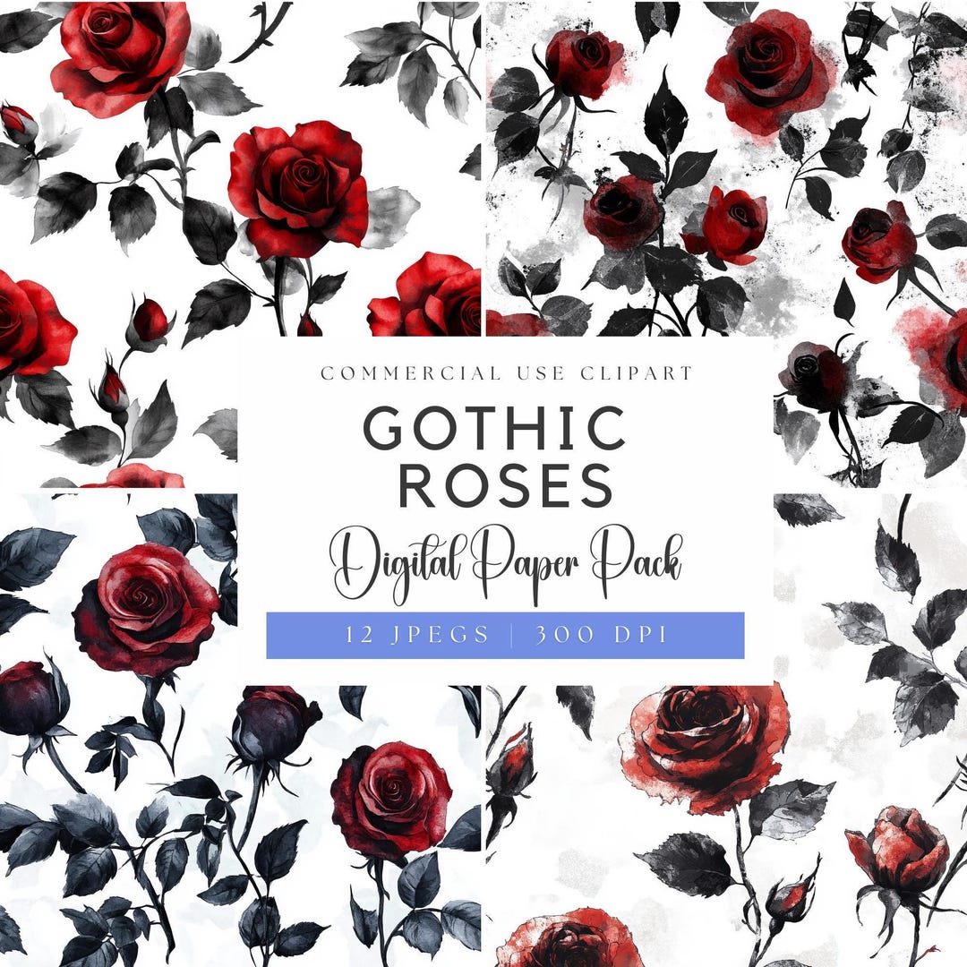 Gothic Roses Digital Paper: Dark Floral Fantasy (300 DPI Jpegs) - Etsy