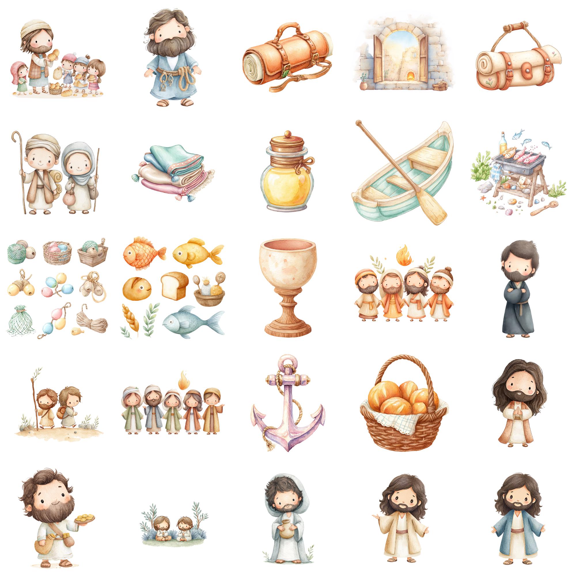 Jesus and the Apostles Clipart Watercolor Bible Story PNG Biblical ...