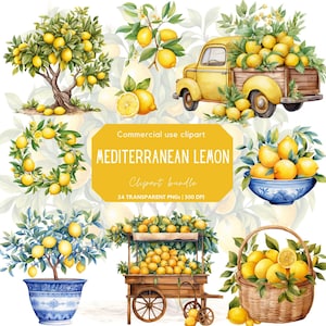 Aquarell Zitrone Clipart | Brautdusche Zitrone | Zitronenbaum | Italienische Hochzeit | Futter | Obst | Kommerzielle Nutzung