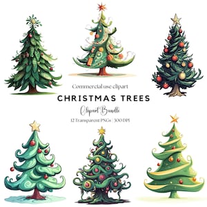 Quirky Christmas Trees Clipart | Christmas Tree png | Funny christmas png | Whimsical Christmas | Christmas graphics | Quirky christmas