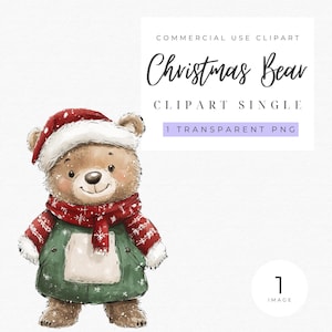 Aquarell Weihnachten Teddybär Clipart: Festlicher Urlaub PNG (3600x3600 PX)