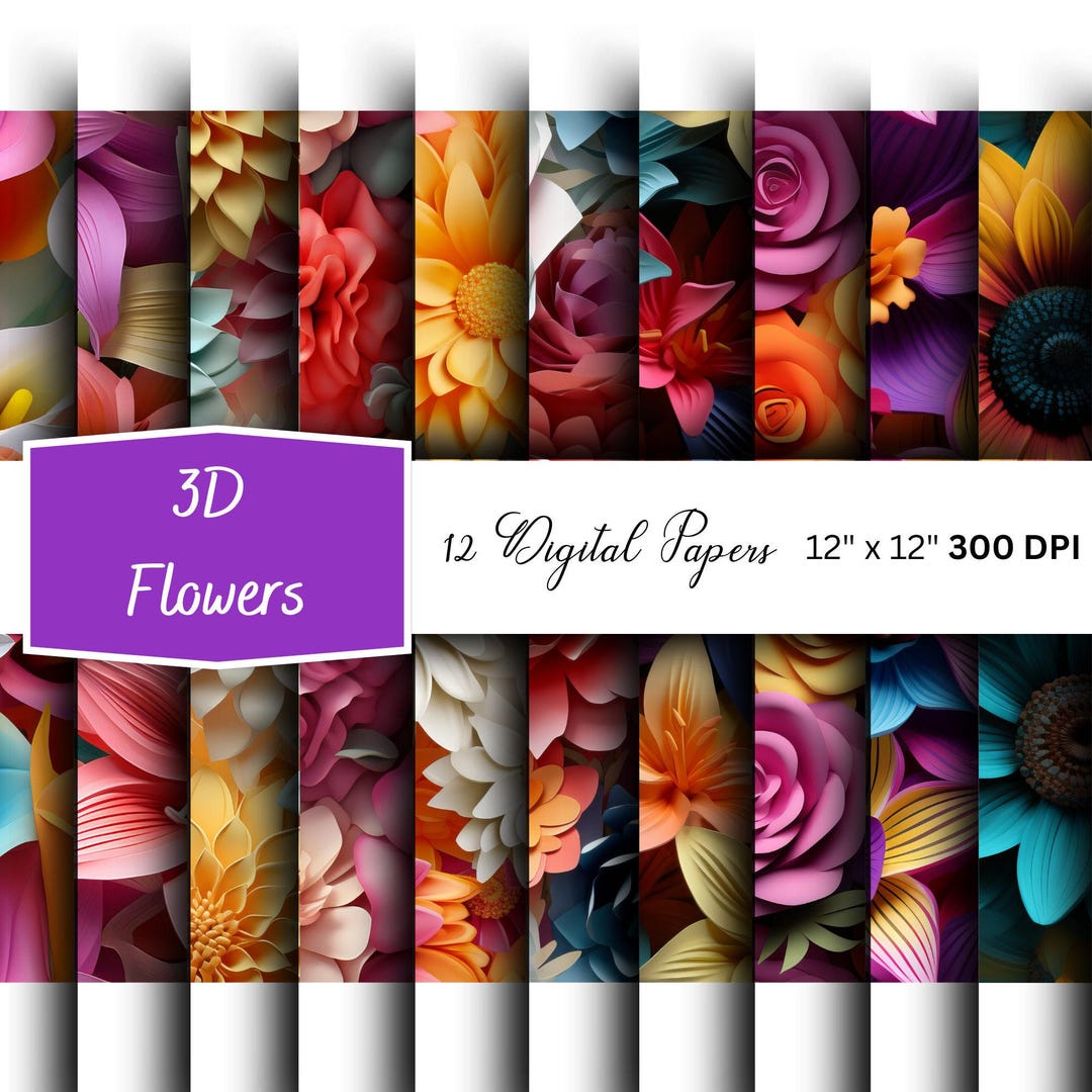 3D Flower Digital Paper: Seamless Floral Patterns (digital Download) - Etsy