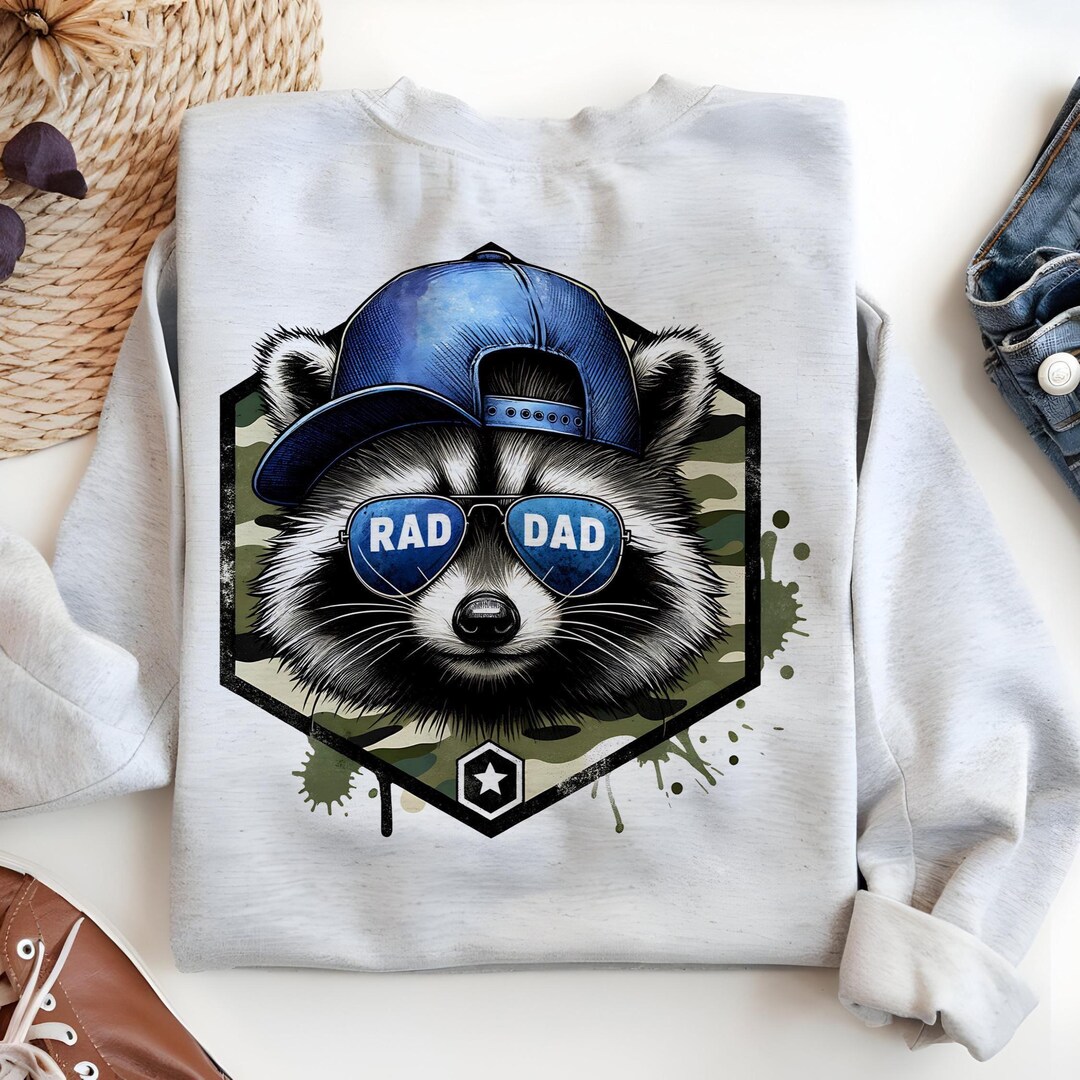 Rad Dad Raccoon PNG: Funny Father's Day Sublimation Design (digital ...