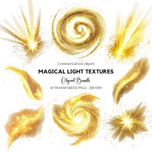 Magische leichte Overlay Textur Clipart | Gold Glitzer png | Goldschimmer | Weihnachtsfunkeln | Glühender magischer Wirbel | Funkeln funkeln