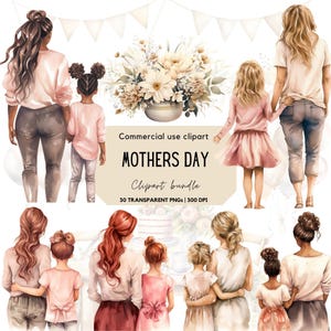 Clipart del Día de la Madre / Madre e hija / Familia / Mamá e hija / Mejor mamá / Mami / Mamá / Madre / Regalo de la hija