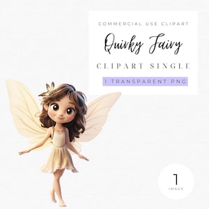 Quirky Fairy Clipart Single | Quirky Girl | Whimsical Fairy | Cartton Fairy | Fairytale | Fantasy | Nursery decor | Fairy Junk Journal