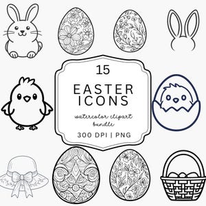 Easter Icons Clipart | Easter Bunny | Spring | Easter Egg | Planner Clipart | Digital Planner Icon | Easter Egg PNG | Easter Crafting