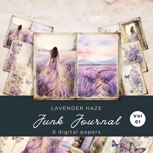 Lavender Haze Junk Journal Pages | Floral 6 Digital Journal Pages | Lavender Scrapbook | Summer Journal | US Paper Size | JJ010