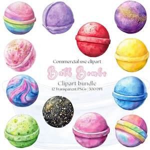 Clipart de bomba de baño de acuarela / Bombas de baño png / Fabricación de bombas de baño / Ilustración de bomba de baño / Bomba de baño imprimible / Clipart de burbujas de baño