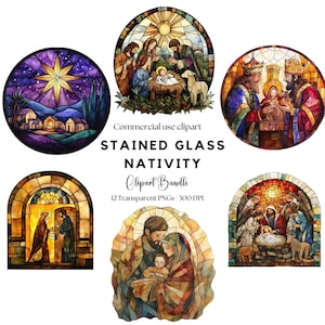 Stained Glass Nativity Clipart | Christmas Nativity | Nativity Scene | Stained glass png | Religious Christmas | Religious Png