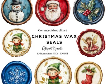 Clipart de sceau de cire de Noël : dessins Regency vintage (téléchargement numérique PNG)