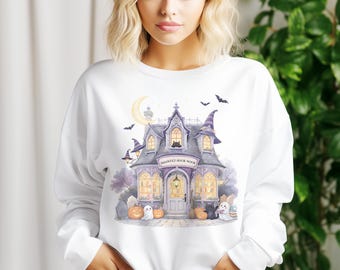 Haunted Fall Bookstore PNG – Cute Autumn Bookish Halloween Sublimation Design for Cozy Fall Readers